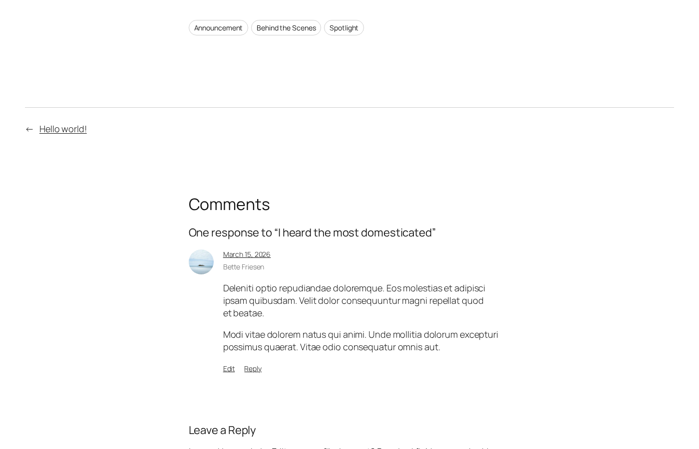 Comments displayed on frontend