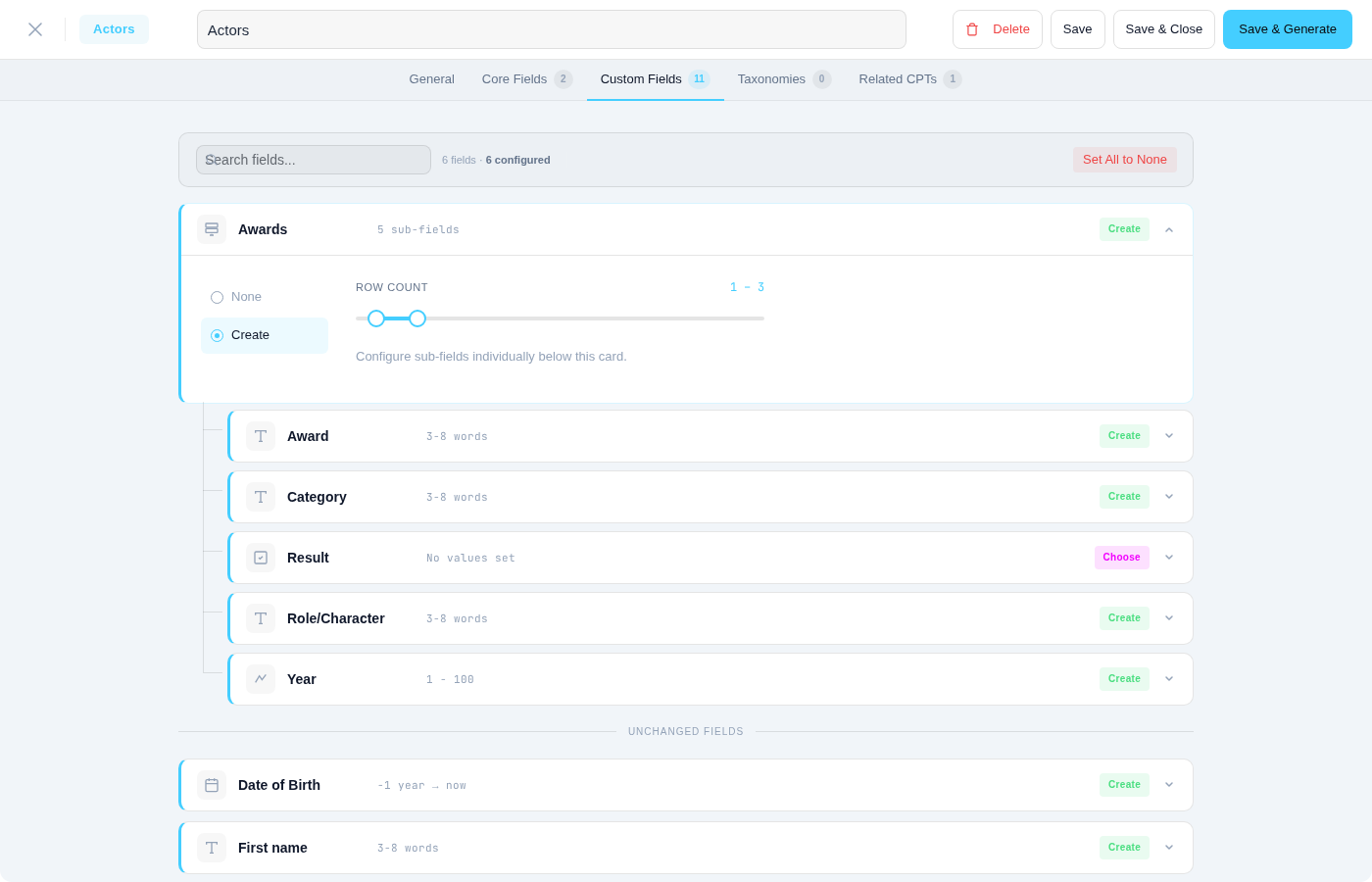 Field detection details