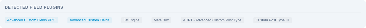 Detected field plugins list