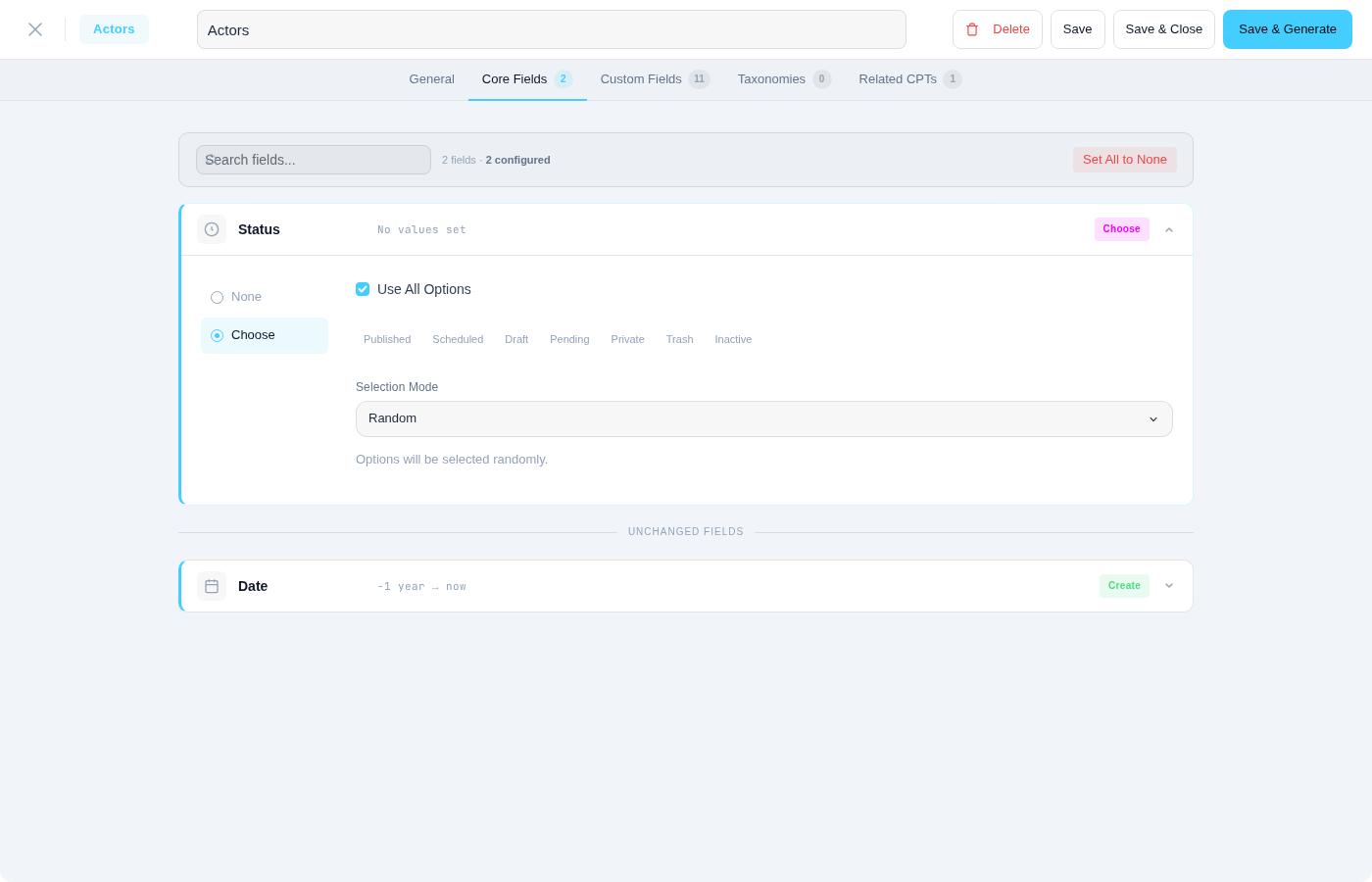 Field detection results