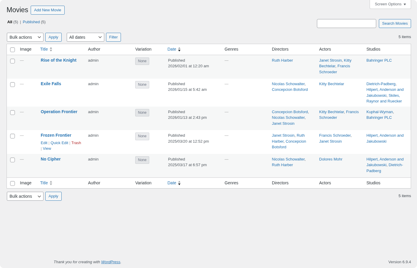 Generated movies in WordPress