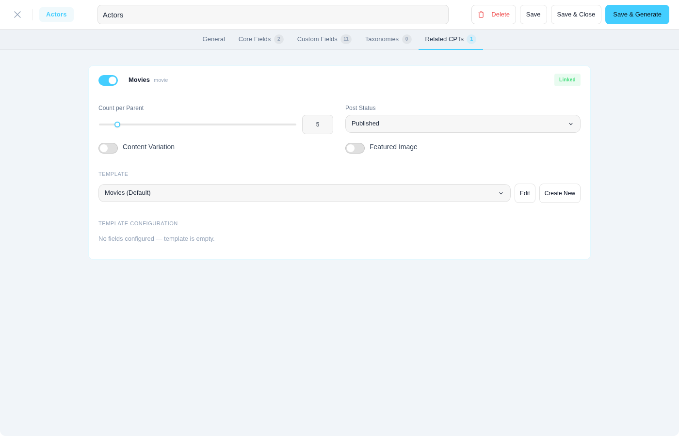Relational field template config