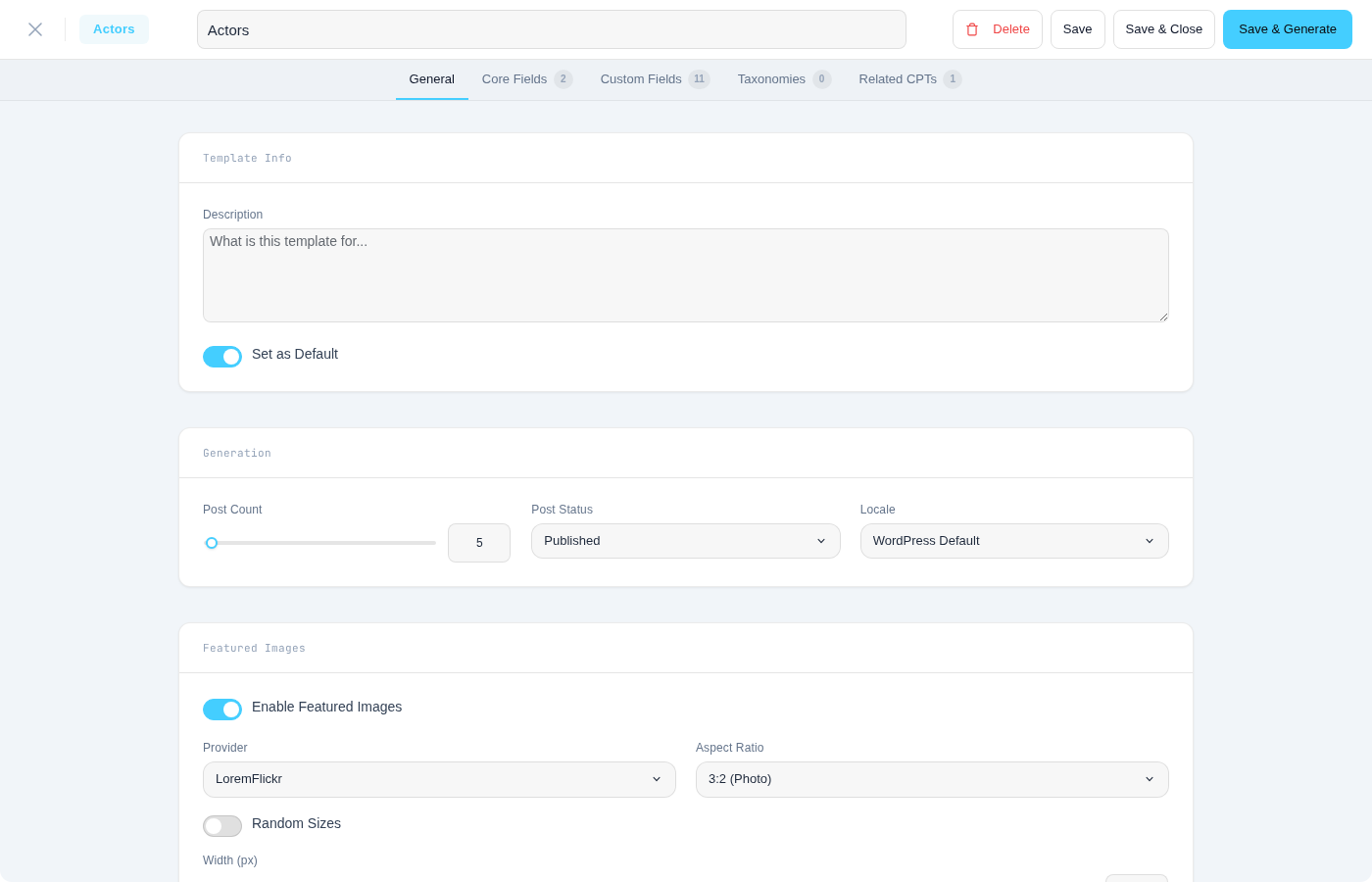 Template editor view
