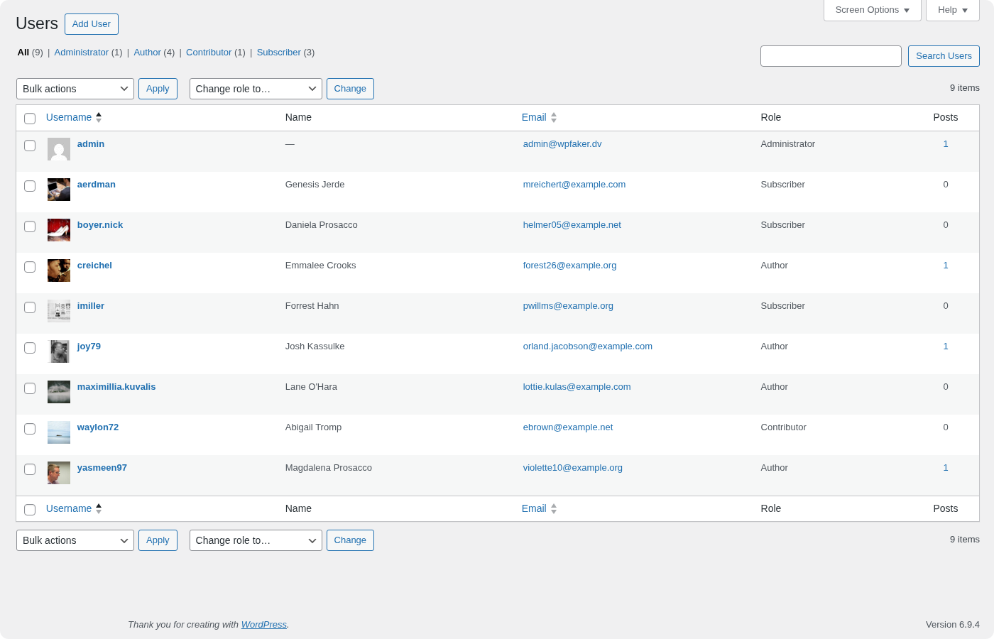 Generated users in WordPress