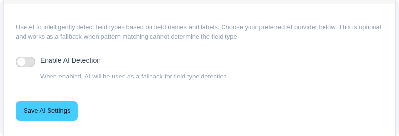 AI field detection settings