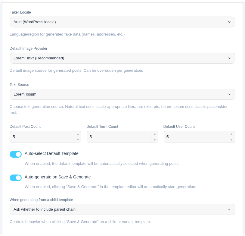 Default count configuration